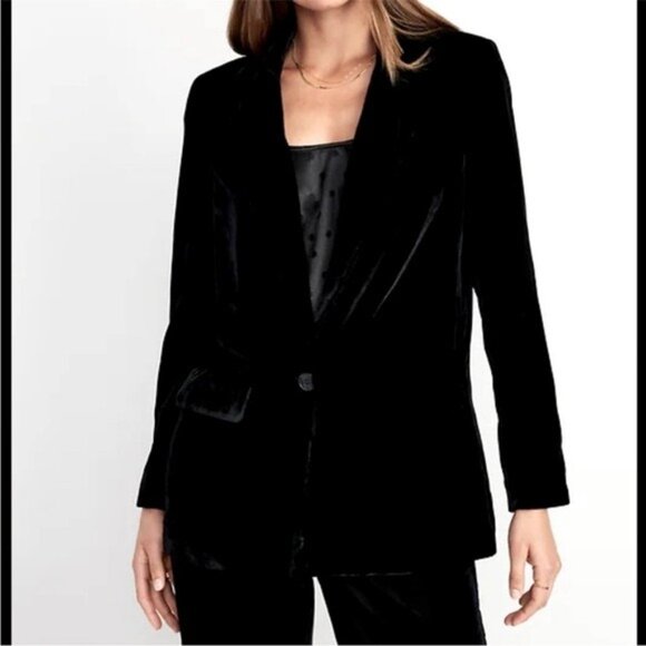Old Navy Black Velvet Blazer Timeless Design Size XL - Picture 1 of 9